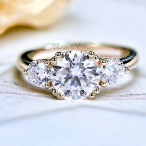 Certified 2.8ct. t.w. Diamond Three-stone Brilliant Cut Engagement Ring VVS1